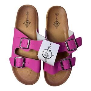 Womens size 8 the ladies double buckle sandals new with tags pink slides​
